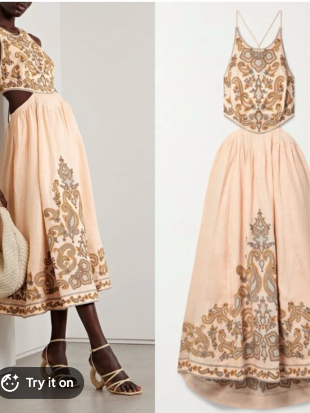 Zimmermann Devi Halter Tie Midi Dress in Linen (Size 2) - Picture 7 of 7